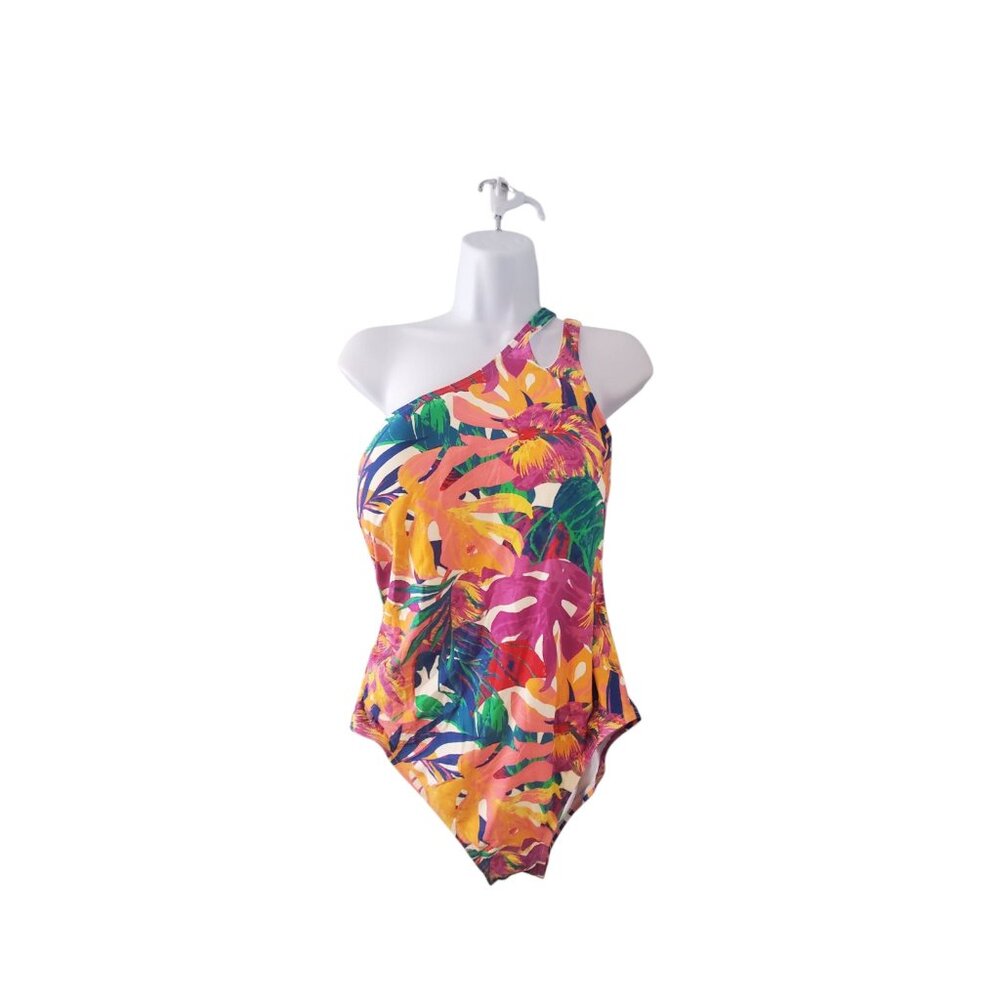 NWT Soma Tropical One-Shoulder One Piece Swimsuit - Multicolor
